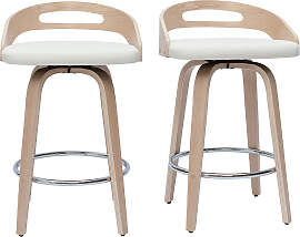 Barhocker helles Holz und weißes Polyurethan 65