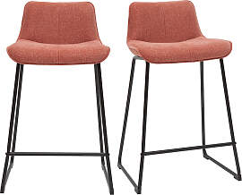 Barhocker in Terracotta mit Samteffekt-Stoff und