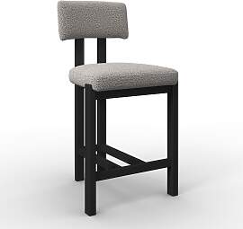 Barhocker Jonna Hellgrau Bouclé Gepolstert