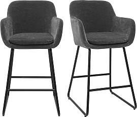 Barhocker mit Samteffekt dunkelgrau H65 cm