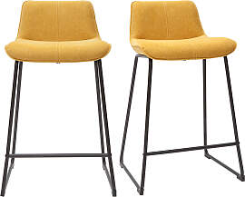 Barhocker senfgelber Stoff mit Samteffekt und