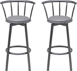Barhocker-Set Fabio Grau Lederlook Gepolstert