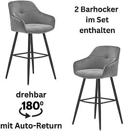 Barhocker STOLKOM "Emma", grau (grau,