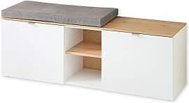 BARI Schuhbank in Weiß, Artisan Eiche Optik