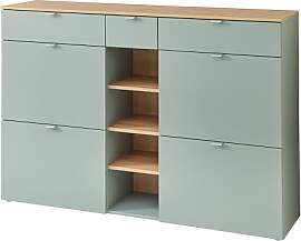 BARI Schuhschrank in Schilfgrün, Artisan Eiche