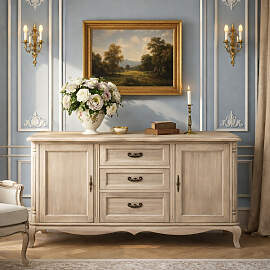 Barock Sideboard, silber grau gebürstet