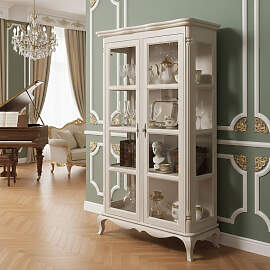 Barock Vitrinenschrank gewachst