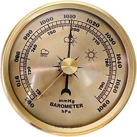 Barometer, 70 mm Durchmesser, Metall-Wanduhr mit