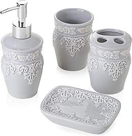 Baroni Home Badezimmer-Set 4-tlg, aus hellgrau