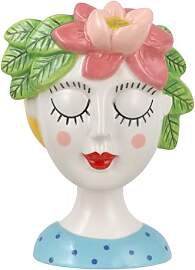 Baroni Home Keramikvase mit Gesicht, handbemalt,