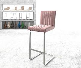Barstuhl Luiga-Flex Samt Rosé Freischwinger flach 