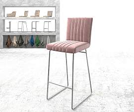 Barstuhl Luiga-Flex Samt Rosé Kufengestell