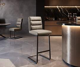 Barstuhl Pela-Flex Echt-Leder Schlamm