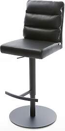 Barstuhl Pela-Flex Echt-Leder Schwarz Drehfuß