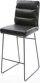 Barstuhl Pela-Flex Echt-Leder Schwarz Kufengestell 