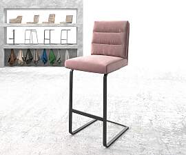 Barstuhl Pela-Flex Samt Rosé Freischwinger flach