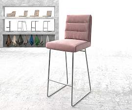 Barstuhl Pela-Flex Samt Rosé Kufengestell