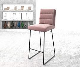 Barstuhl Pela-Flex Samt Rosé Kufengestell Metall