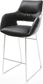 Barstuhl Yago-Flex Echt-Leder Schwarz Kufengestell 