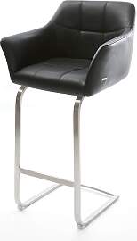 Barstuhl Yulo-Flex Echt-Leder Schwarz