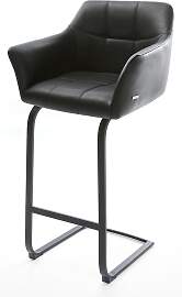 Barstuhl Yulo-Flex Echt-Leder Schwarz