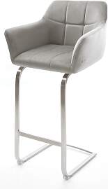 Barstuhl Yulo-Flex Samt Grau Freischwinger flach