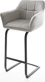 Barstuhl Yulo-Flex Samt Grau Freischwinger flach