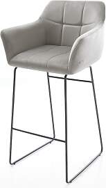 Barstuhl Yulo-Flex Samt Grau Kufengestell Metall