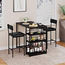 Bartisch mit Barhocker Set - Bartisch Set 3-Teilig 