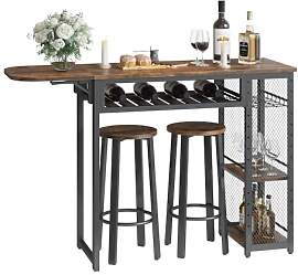 Bartisch Set, Tresentisch mit 2 Barhocker,