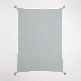 Baumwollplaid Decke Paraiba Seladon - Beige Leinen 