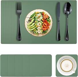 Bazasa Tischsets 6er Set Kunstleder Abwaschbar und 