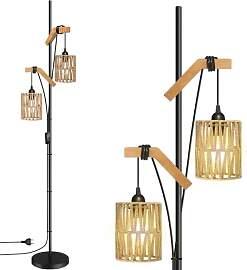 BBHome Boho Stehlampe Wohnzimmer, 2 flammige