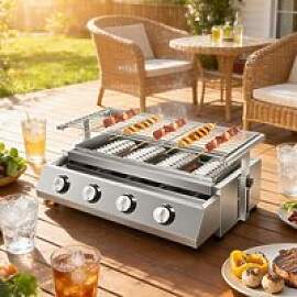 BBQ-Grill Gasgrill Edelstahl 4-Brenner