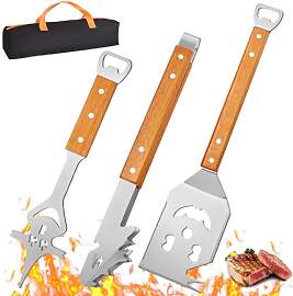 BBQ Grillbesteck Set 3-teilig, SeyYega Edelstahl