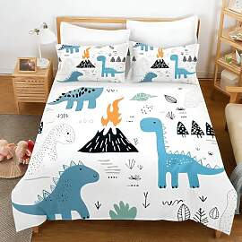 BDKCYO Cartoon Dinosaurier Bettwäsche Set,Blau