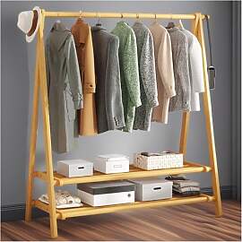 BEARQUN kleiderständer Holz - 120CMx46CMx150CM,