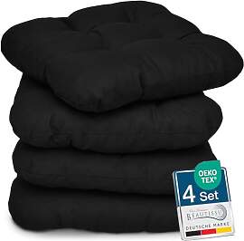 Beautissu 4er Set Sitzkissen 40x40 cm Lisa Schwarz 