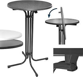 Beautissu Stehtisch klappbar 80 cm Grau Bellini