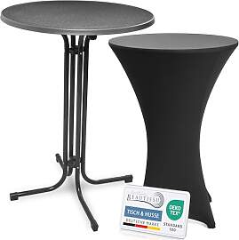 Beautissu Stehtisch mit Hussen – Klappbarer