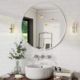 BEAUTYPEAK 50cm Runder Spiegel in Silber,