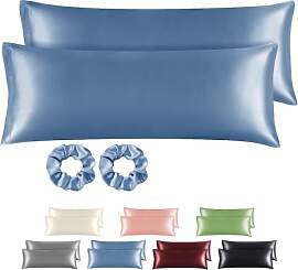 BEDELITE Satin Kissenbezug 40x145 Blau -