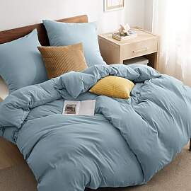 BEDSURE Bettwäsche 135x200 4teilig Mineralblau -