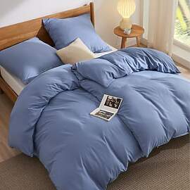 BEDSURE Bettwäsche 135x200 4teilig Schieferblau - 