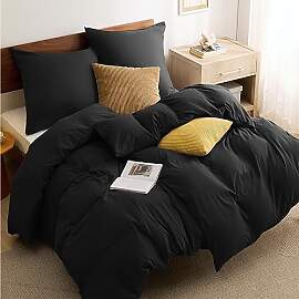 BEDSURE Bettwäsche 135x200 4teilig Schwarz - 2