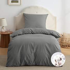 BEDSURE Bettwäsche 135x200 Baumwolle Grau -