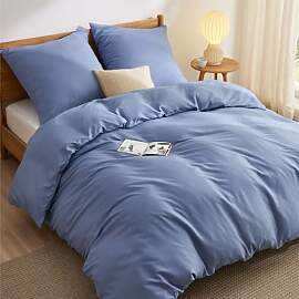 BEDSURE Bettwäsche 155x220 3teilig Schieferblau - 