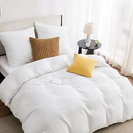 BEDSURE Bettwäsche 155x220 3teilig Weiß - 1