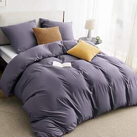 BEDSURE Bettwäsche 200x200 3teilig Grauviolett -