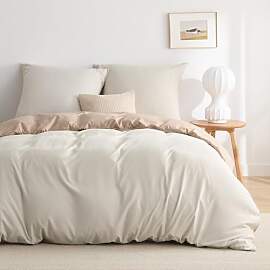 BEDSURE Bettwäsche 200x200 3teilig Khaki/Beige -